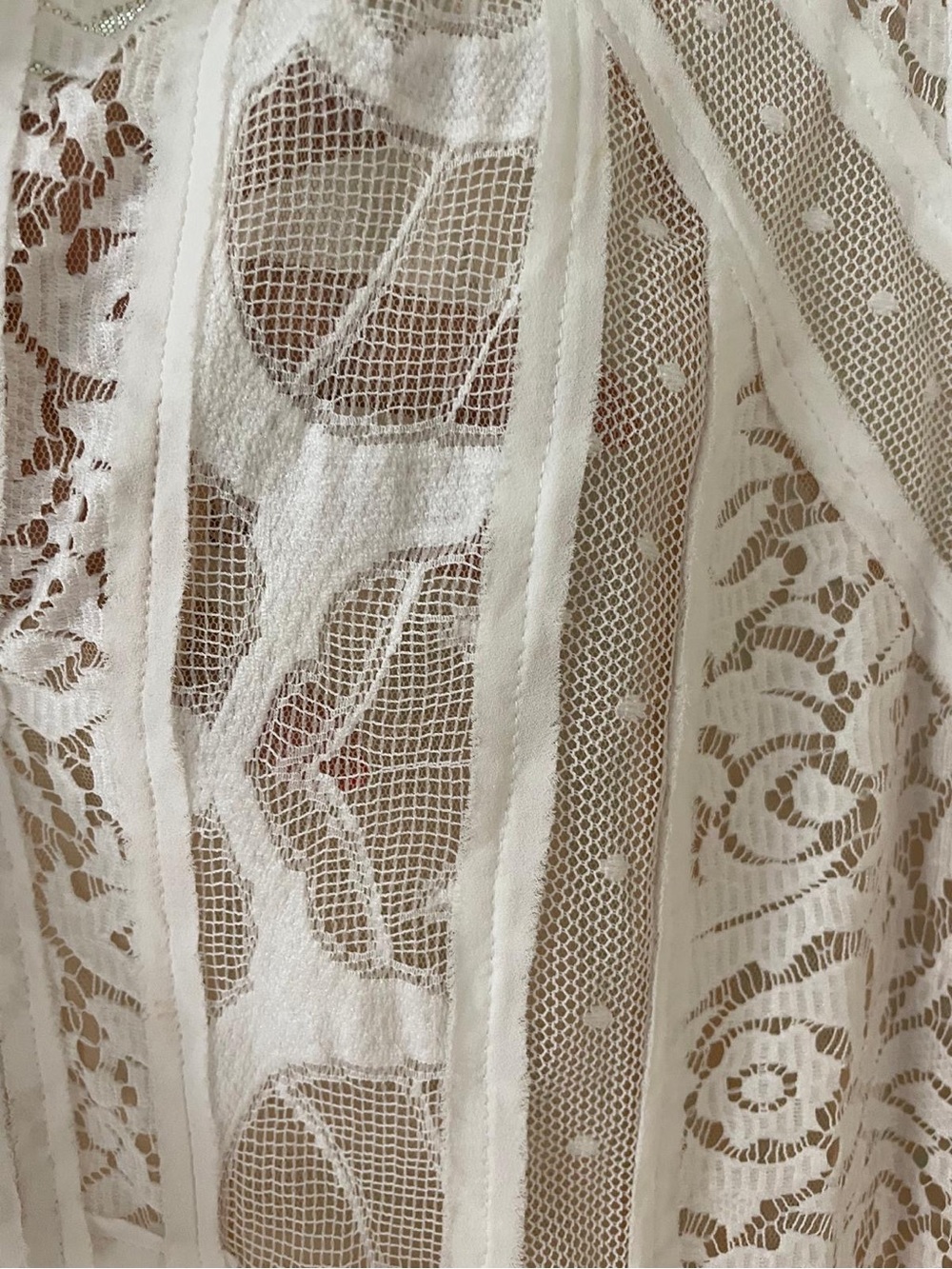 BCBGMaxAzria White Lace V-Neck Sheer Cover-Up Dress - Picture 4 of 8